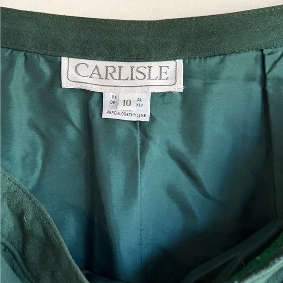 Carlisle Vintage Forest Green Suede Full Midi Skirt Size 10 - Picture 5 of 6